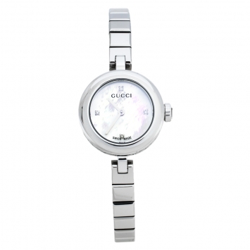 Pre Owned Gucci Mother Of Pearl Stainless Steel Diamantissima YA141503 Women's Wristwatch 22 mm