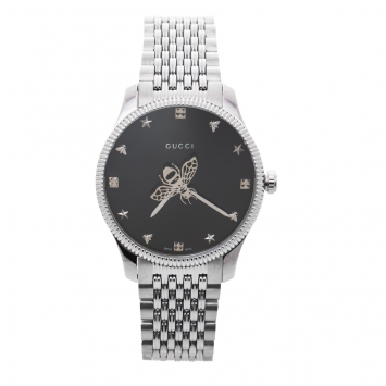 Pre Owned Gucci Black Stainless Steel G-Timeless YA1264154 Women's Wristwatch 36 mm 