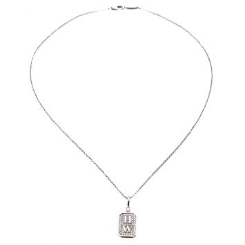 Pre Owned Harry Winston Platinium H W Logo Charm 49 Diamonds Necklace