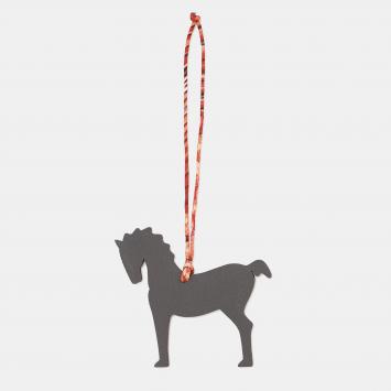 Pre Owned Hermes Petit H Horse Gray Epsom Leather Chevre Myzore Goatskin Bag Charm