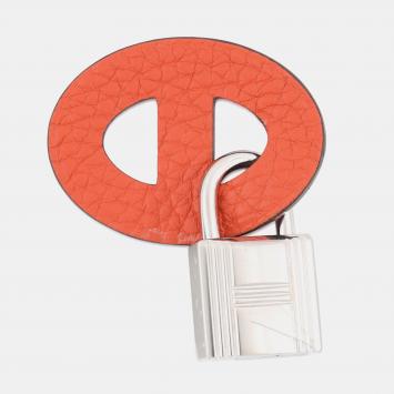 Pre Owned Hermes Petit H Maillon Enchaine Orange Purple Calfskin Leather Bag Charm