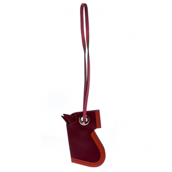 Pre Owned Hermes Rouge/Capucine Leather Camail Key Holder