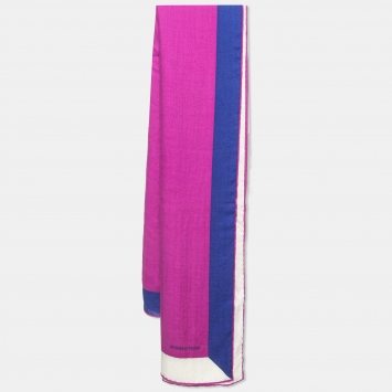 Pre Owned Hermès  Purple Cashmere Blend Giant Square Encadre Scarf