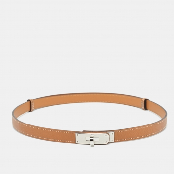 Pre Owned Hermes Gold Epsom Leather Palladium Finish Kelly 18 Belt Adjustable