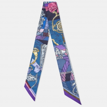 مملوكة مسبقًا Hermès Blue/Violet Cavalleria d'Etriers Silk Twilly