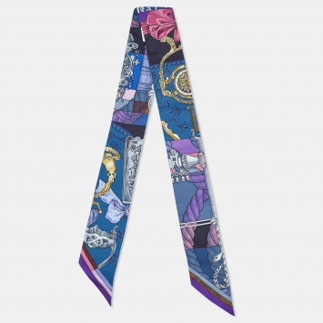 مملوكة مسبقًا Hermès Blue/Violet Cavalleria d'Etriers Silk Twilly
