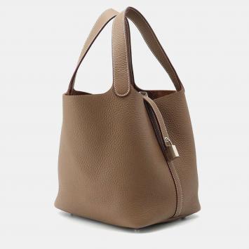 Pre Owned Hermes Etoupe Taurillon Clemence Leather Picotin Lock 22 Bag