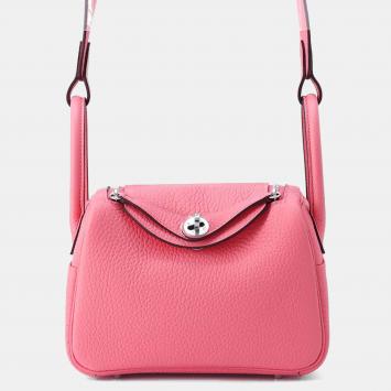 Hermes Rose Azalee Taurillon Lecmans Mini Lindy 