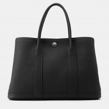 Pre Owned Hermes Garden Party TPM Black Togo Calfskin Leather Top Handle Bag