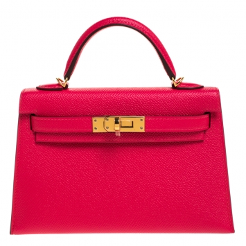 Pre Owned Hermes Red Vermillion Epsom Leather Gold Hardware Mini II Kelly Bag