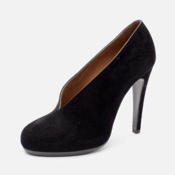 Pre Owned Hermes Black Suede 'Florida' Pumps Size 37