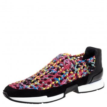 Pre Owned Hermes Multicolour Braided Fabric Cavalcadour Print Oxygene Sneakers Size 39