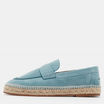 Pre Owned Hermès Blue Suede Trip Espadrille Flats Size 38