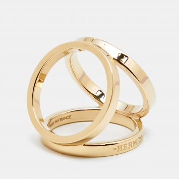Pre Owned Hermes Trio Gold Tone Scarf Ring