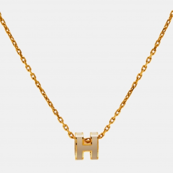 Pre Owned Hermès Mini Pop H Enamel Gold Plated Necklace