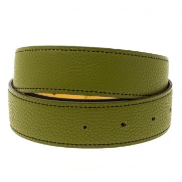 Pre Owned Hermes Anis Green and Yellow Leather Reversible Belt Strap 85cm