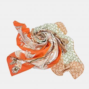 Pre Owned Hermes Multicolor/Orange Silk Scarf