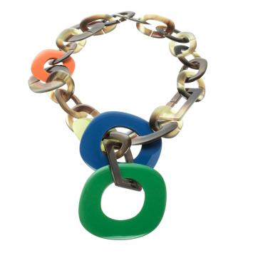 Pre Owned Hermes Duncan Buffalo Horn & Lacquered Wood Necklace