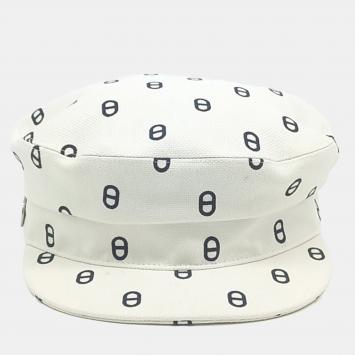 Pre Owned Hermès Black/Cream Cotton Elastane Hunting cap