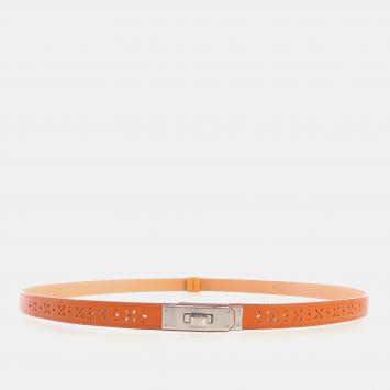 Pre Owned Hermes Kelly 18 Orange Epsom Calfskin Leather Adjustable Belt