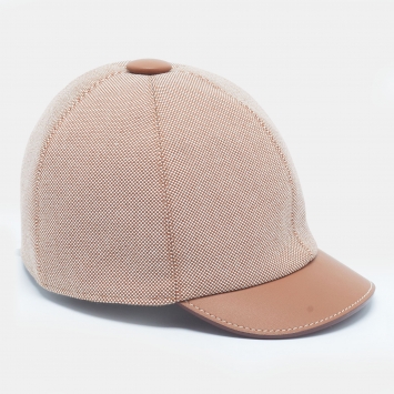 Pre Owned Hermes Brown Canvas Haras Plein Air Casual Cap Size 58
