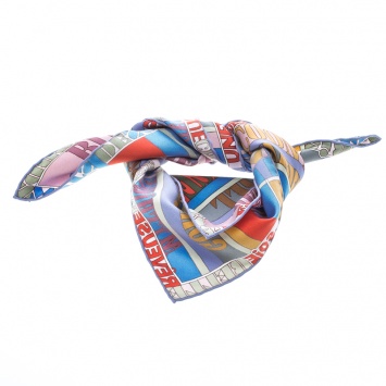 Pre Owned Hermes Mots De Soie Printed Silk Square Scarf