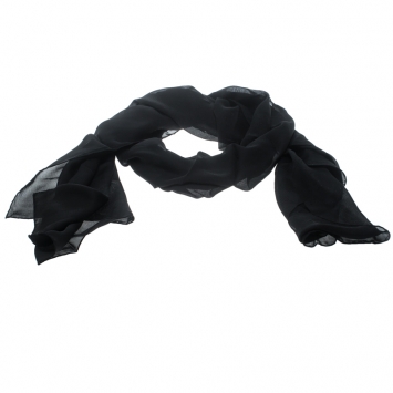 Pre Owned Hermes Black Hologram Motif Silk Chiffon Stole