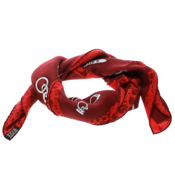 Pre Owned Hermes Maroon Chaines et Gourmettes Printed Silk Square Scarf