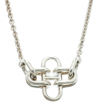 Pre Owned Hermes Rose De Mer Silver Long Station Necklace