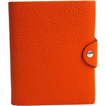 Pre Owned Hermes Orange Taurillon Clemence Leather Mini Ulysse Notebook Cover