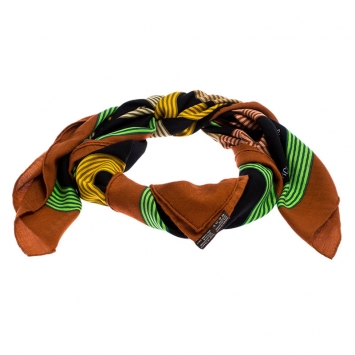 Pre Owned Hermes Multicolor Printed Silk and Cashmere Circuit 24 Fabourg Shawl 