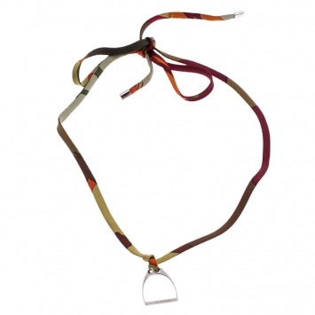 Pre Owned Hermes Multicolor Tourbillon de Couleurs Stirrup Charm Silk Bracelet