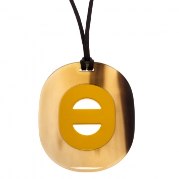 Pre Owned Hermes Fidelio Natural Horn Lacquered Adjustable Cord Pendant Necklace