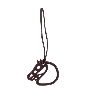 Pre Owned Hermes Burgundy Leather Paddock Cheval Horse Bag Charm