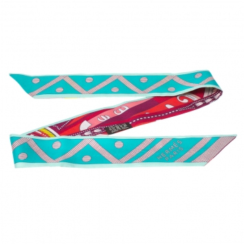 Pre Owned Hermès Vert/Rose Poudre Balade en Berline Twilly Scarf