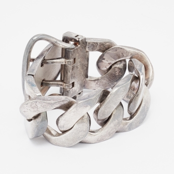 Pre Owned  Hermes Boucle Sellier Silver Chain Link Bracelet 