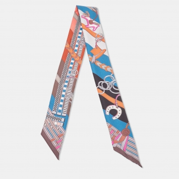 Pre Owned Hermes Multicolor Print Silk Brides et Gris-Gris Twilly