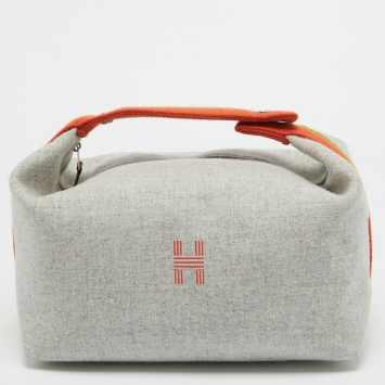 Pre Owned Hermes Gris Flanelle Canvas Large Bride-a-Brac Pouch