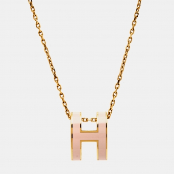 Pre Owned Hermès Pop H Enamel Gold Plated Pendant Necklace