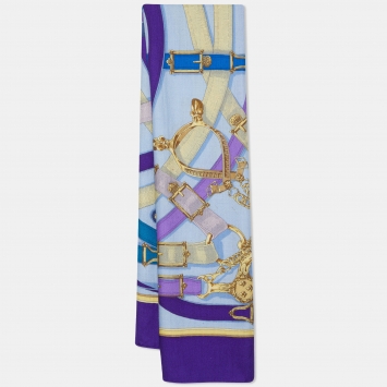 Pre Owned Hermès Blue/Purple Cavalcadour Cashmere & Silk Shawl