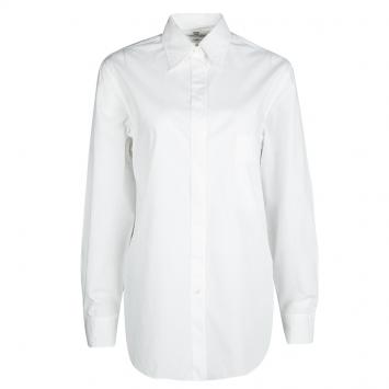 Pre Owned Hermes White Cotton Long Sleeve Button Front Shirt M