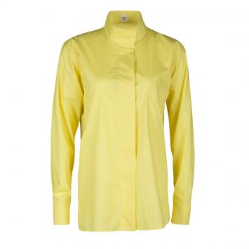 Pre Owned Hermes Yellow Cotton Long Sleeve Button Front Shirt M