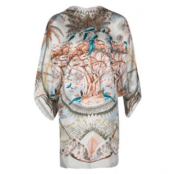 Pre Owned Hermes Aloha Print Raglan Sleeve Silk Tunic Dress S