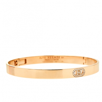 Pre Owned Hermes H Chaine d'Ancre Diamond 18K Rose Gold Bracelet SH