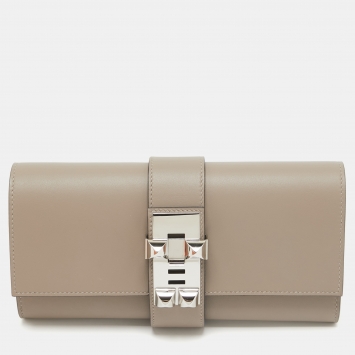 Pre Owned Hermes Gris Asphalte Swift Leather Medor 23 Clutch