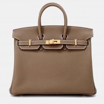 Hermes Birkin 25 Etoupe Togo Leather Bag