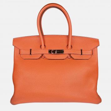 Pre Owned Hermes Birkin 35 Terre Battue Togo Tote PHW