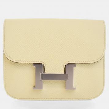 Pre Owned Hermes Jaune Poussin Constance Slim Wallet