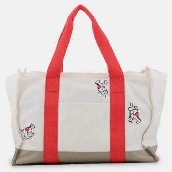 Pre Owned Hermes Adada Mother'S Bag Bougainvillier/White/Gray Canvas