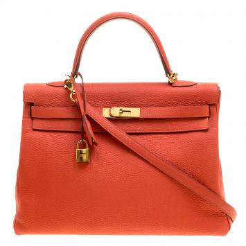 Pre Owned Hermes Capucine Togo Leather Gold Hardware Kelly Retourne 35 Bag